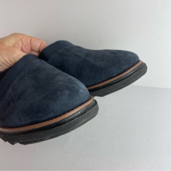 Clarks Navy Blue Suede Sharon Wedge Pump Loafer - Picture 3 of 7